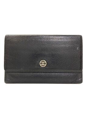 Chanel CC Logo Silver Wallet Calfskin